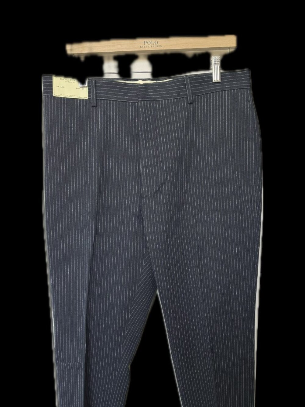 RRL men's navy/white pinstriped slim-fitting trousers
